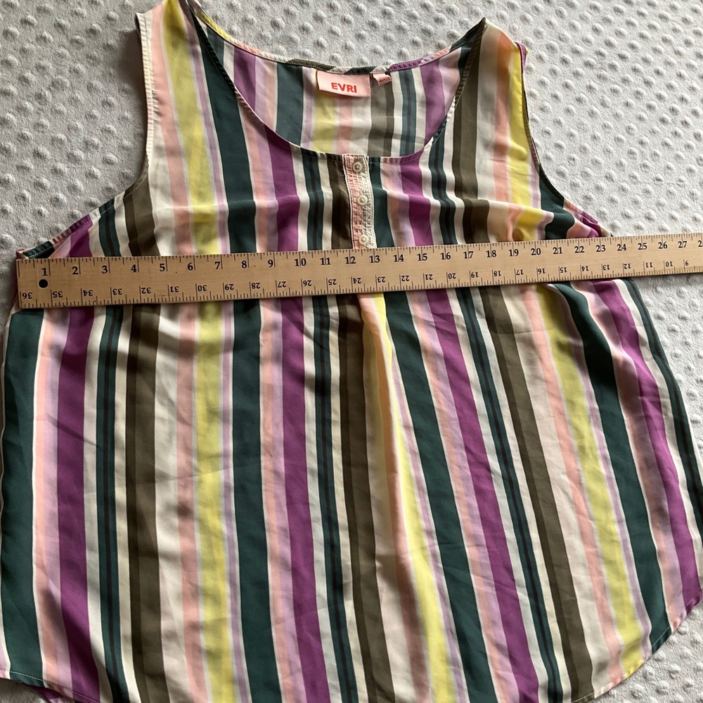 EVRI Sleeveless Blouse Women 2X Multicolor Striped Henley Scoop Neck Tank Top - Picture 5 of 8